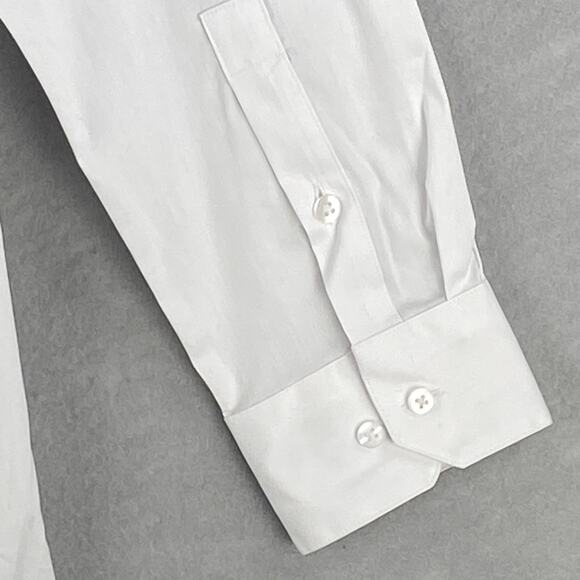 Alfani Men's Medium 15-15.5 34/35 Dress Shirt Pleated Panel Slim Fit White NEW - Picture 9 of 12